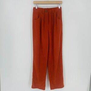 NWT HALARA Corduroy High Waist Wide Leg Trouser Pants Orange Size M Casual Work